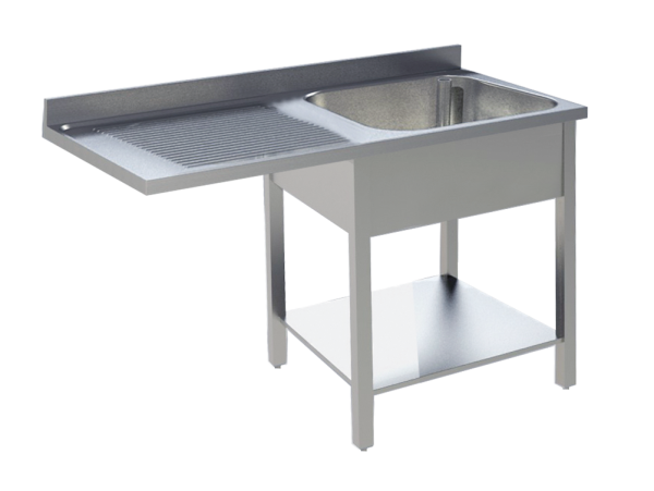 GASTROXTREM Edelstahl Spültisch mit Überstand mit 1 Becken mit Grundboden - versch. Ausführungen