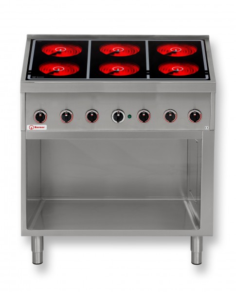 Berner BSH6KTD Ceranherd 6-flammig mit offenem Unterbau