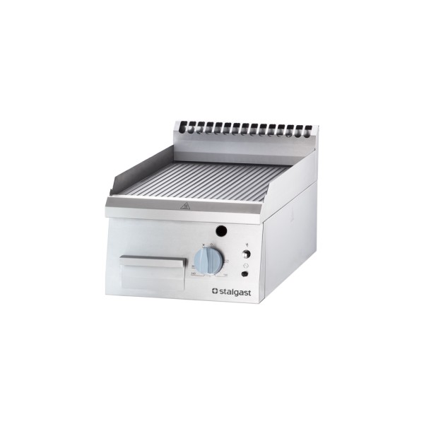 STALGAST Edelstahl Gas-Griddleplatte als Tischgerät, 400x700 mm, gerillte Grillfläche, Serie 700 ND