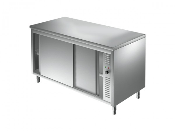 Edelstahl Wärmeschrank 200 x 70 x 90 cm, Schiebetür, ohne Aufkantung für die Gastronomie