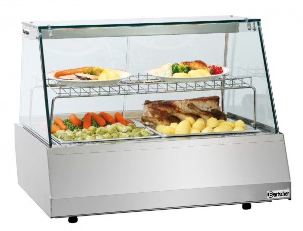 Bartscher Heiße Theke / Warmhaltevitrine 2 x GN 1/1 mit Kantglasausführung für die Gastronomie