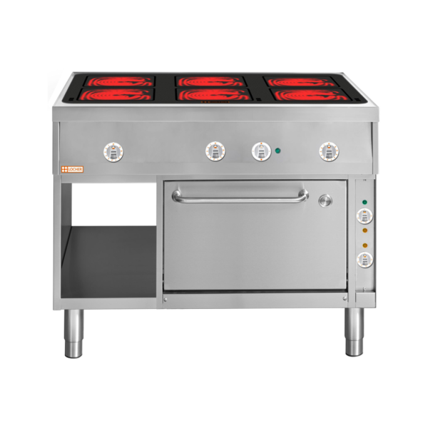 LOCHER 291307 ﻿Elektroherd, 6 Kochstellen á 4 kW, - Strahlheizkörper mit elektronischer Topf