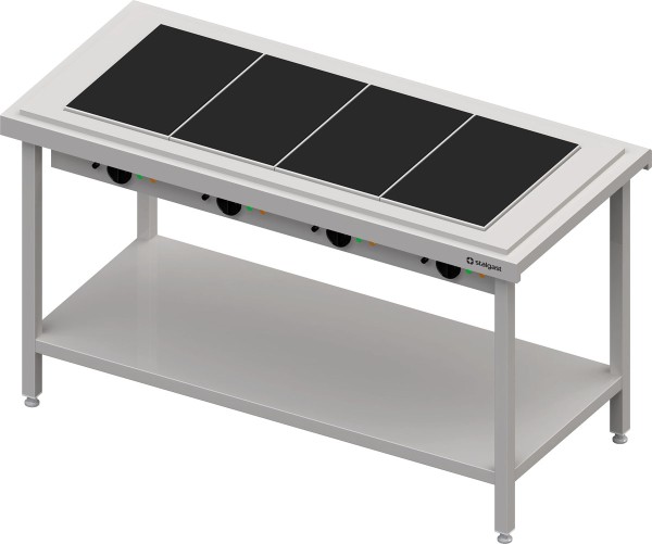 STALGAST Warmausgabe mit einer Glaskeramik-Wärmeplatte 4x GN1/1, 1570x735x880, Edelstahlabdeckung