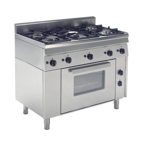 Tecnoinox Gasherd, 6 Brenner, Elektro-Backofen, 19,8kW